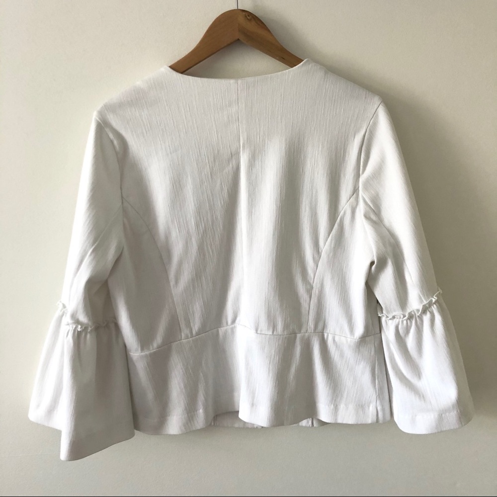 White Blazer With Ruffle Sleeves - Picture 6 of 9